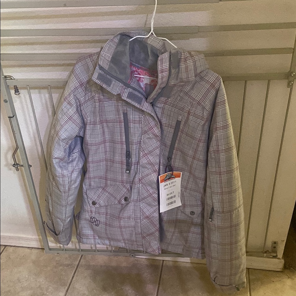 Gray Plaid Hooded Jacket